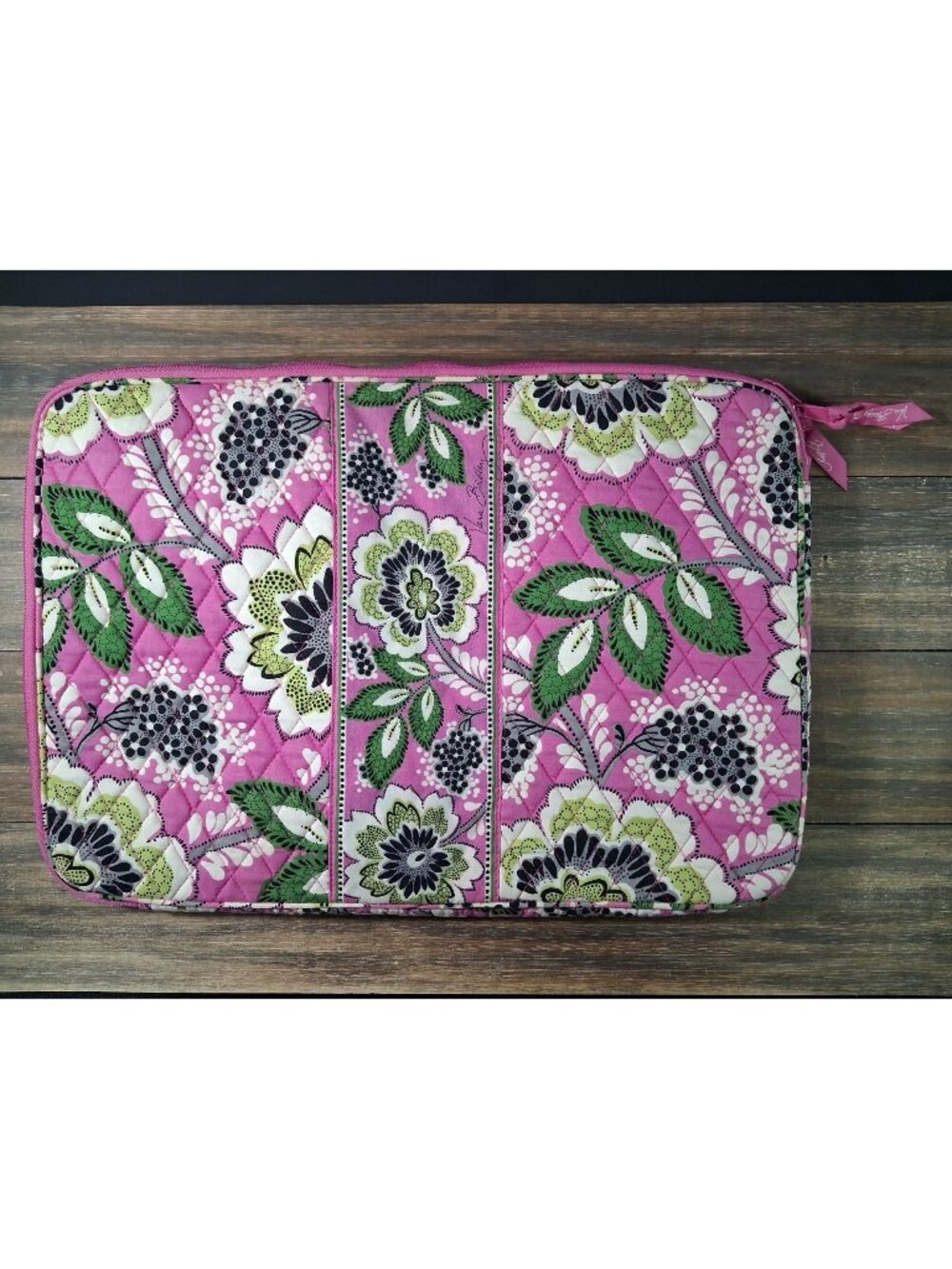 Vera Bradley Laptop Sleeve Priscilla Pink Padded Case Quilted Tablet Cover